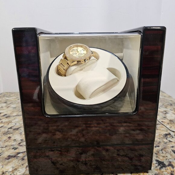 Ga Rcan Watch Winder Box Ebony Pattern Mechanical Automatic Winding Device - Picture 8 of 12